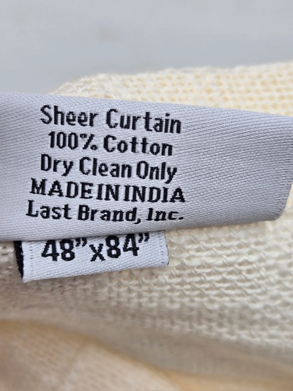 NWT QUINCE Set Of 2 48x84 Cotton Sheer Curtains Ivory 0743